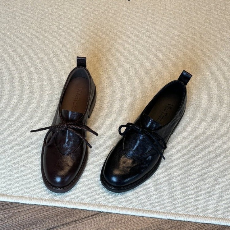Kitten Heel Women - Franse vintage eenvoudige veterloafers lente nieuw