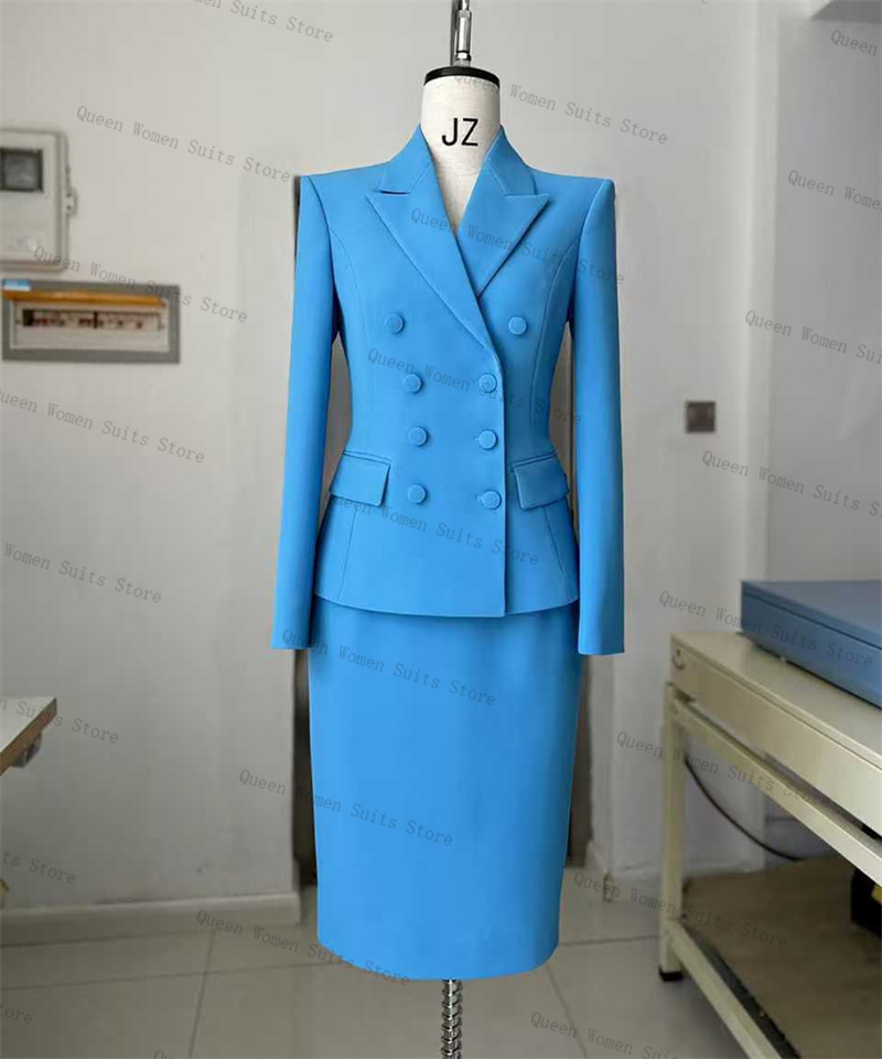 Women'S Formal Wear For A Wedding Guest - Hemelsblauw Vrouwen Pak Rok Set 2-delige