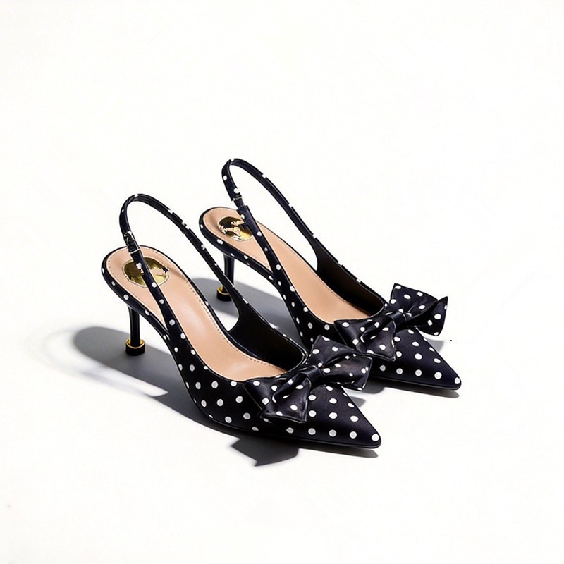 Kitten Heel Women - Vrouwen Polka Dot Hoge Hakken Sandalen