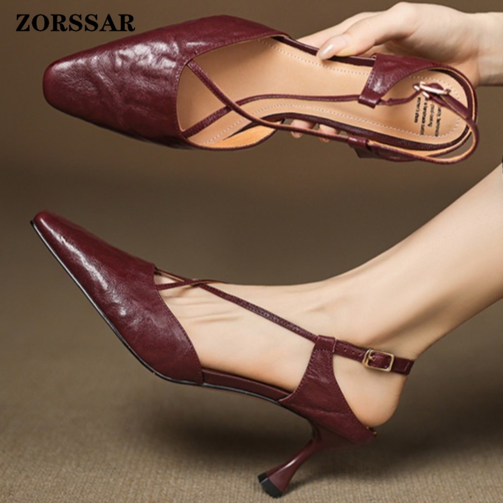 Kitten Heel Women - Dames slingback pumps met spitse neus,