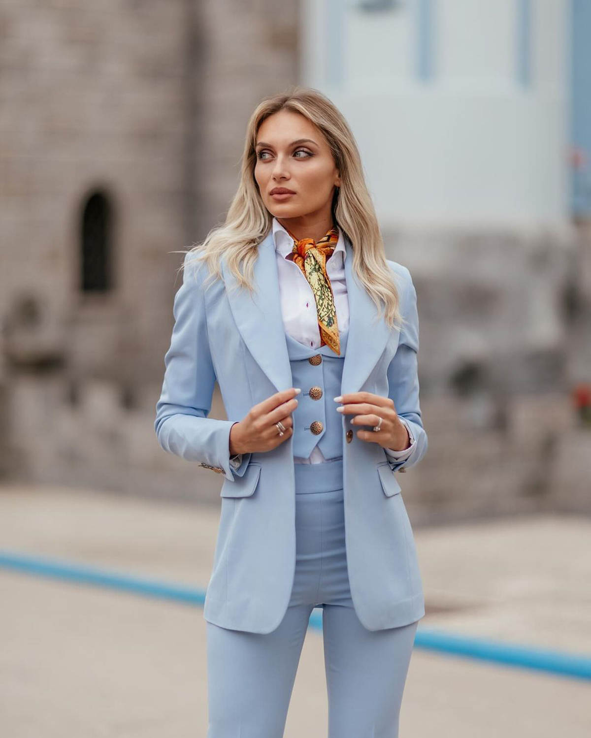 Dames formele pakken hemelsbla - Women Formal Wear With Tie recensie en prijs