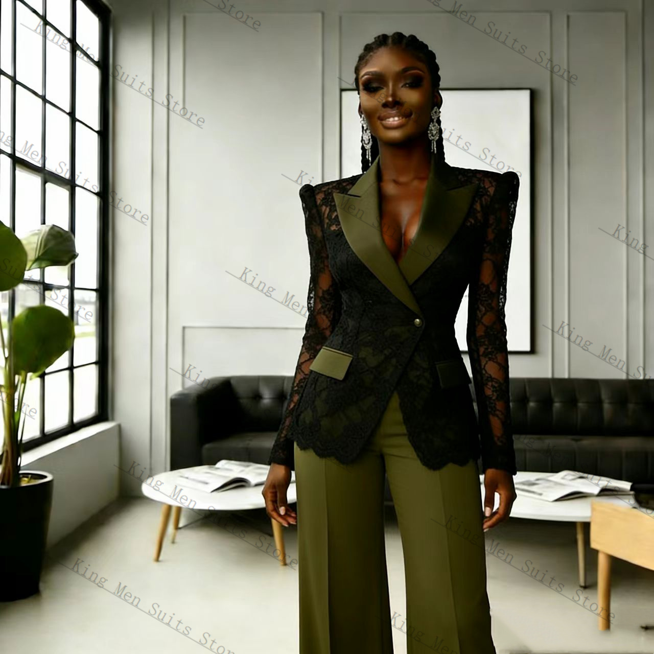 Groen Zwart Kant Vrouwen Pak S - Women'S Formal Wear For A Wedding Guest recensie en prijs
