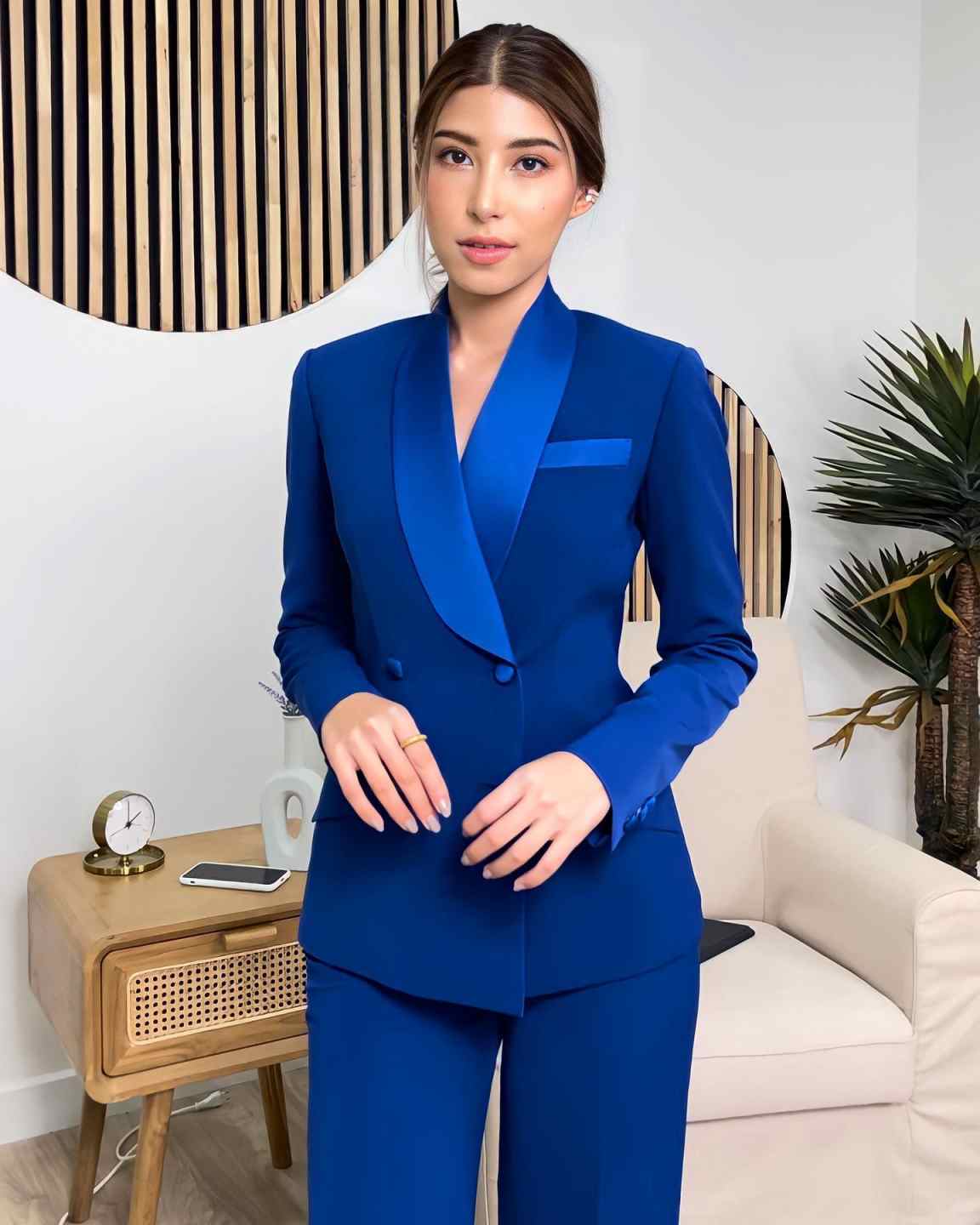 Koningsblauwe damesjassets, op - Women Formal Wear With Tie recensie en prijs