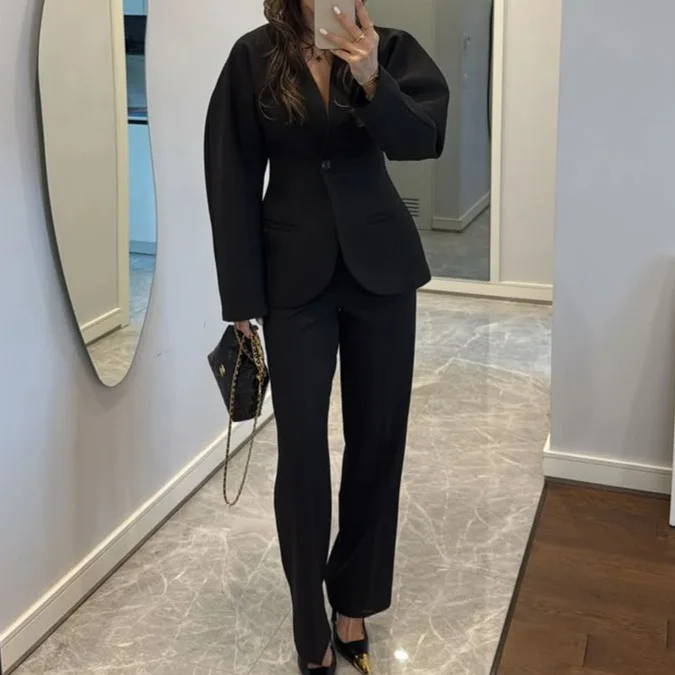 2025 Nieuwe Dames Zwarte V-hal - Women Formal Wear With Tie recensie en prijs