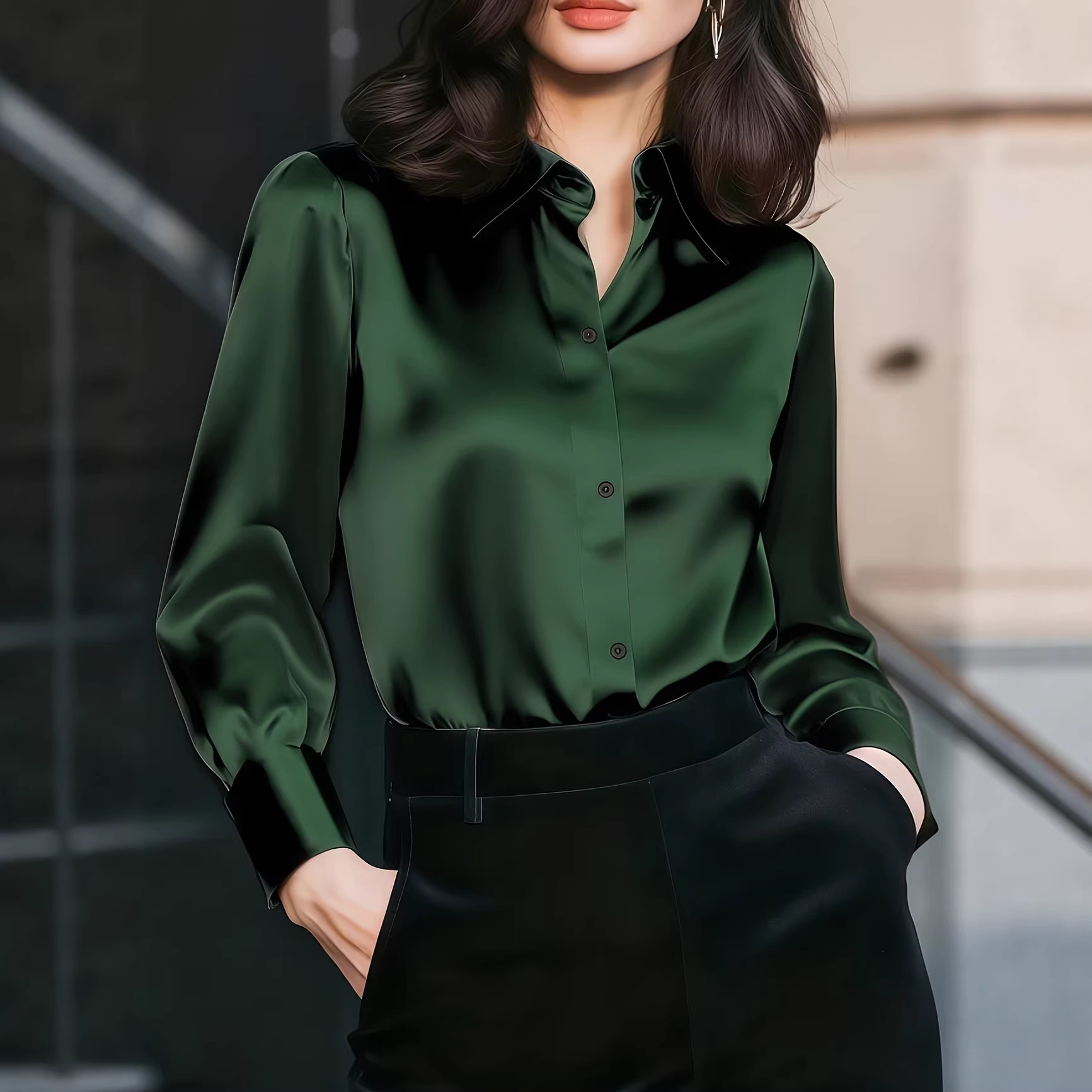 Dames satijnen blouse met reve - Women Formal Wear Business recensie en prijs